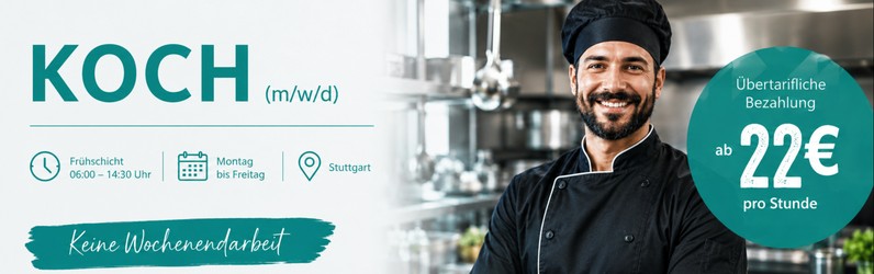 Koch m/w/d | Montag bis Freitag | Keine Wochenenden!