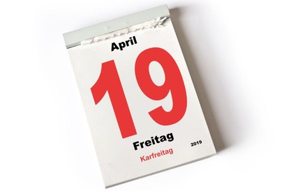 Kalenderblatt Karfreitag, 19. April 2019