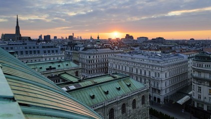 Blick über Wien im Sonnenuntergang