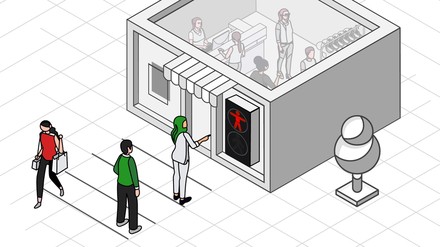 Eine Ampel an einem Restaurant