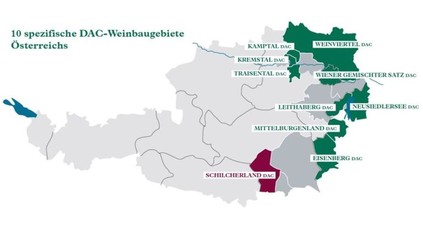 Österreich Landkarte 10 spezifische DAC-Weinbaugebiete