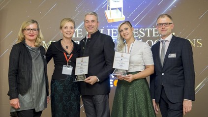 Elfi Schenke, Ulli Retter, Hermann Retter, Sandra Paller und Thomas Wolfsegger bei der Preisverleihung