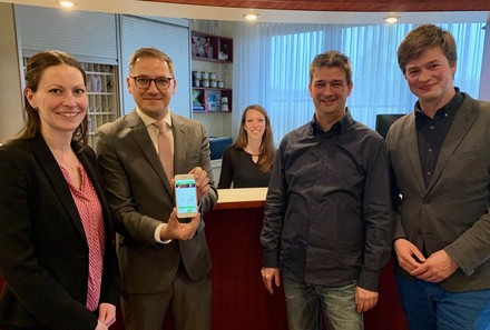 anny Holzhüter (TVV), Patrik Dahlemann, Dirk Klein (Haffhus) und Philipp da Cunha (SPD)