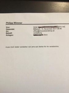 Restaurantbesitzer erhält unverschämte Bewerbung. (Foto: Philipp Wimmer-Joannidis/facebook.com)