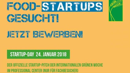 Ein Plakat auf dem Steht Food-Startups gesucht! Jetzt Bewerben!