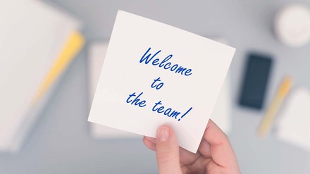 Zettel: „Willkommen im Team“