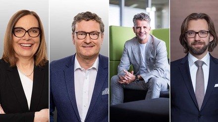 Brigitte T. Gruber (Managing Partner für Österreich bei Horwath HTL DACH), Prof. Dr. Christian Buer (Managing Partner für Deutschland bei Horwath HTL DACH), Otto Lindner (Geschäftsführer der Lindner Hotels AG und IHA-Vorsitzender) sowie Lothar Schubert (geschäftsführender Gesellschafter des Projektentwicklers DC Developments)