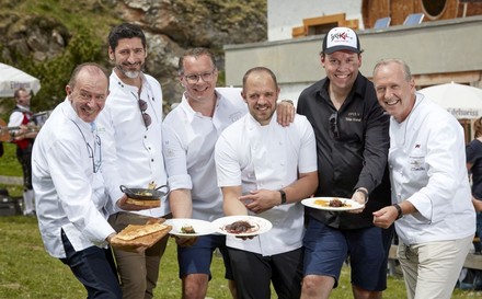 Starköche Jean-Georges Klein, Paul Ivić, Onno Kokmeijer, James Knappett, Tristan Brandt und Martin Sieberer