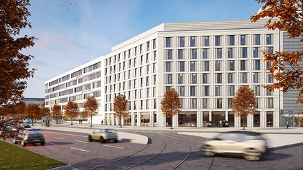 Visualisierung des neuen Super 8 Hotels in Chemnitz.