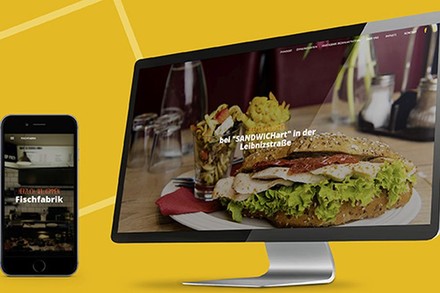 Der Website-Builder von Metro auf einem Bildschirm und auf einem Smartphone