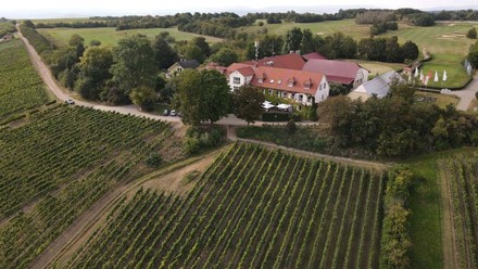 1.Das Hofgut Wißberg – Das Weinberghotel liegt mitten in den rheinhessischen Weinbergen mit angeschlossenem 18-Loch-Golfplatz. (Foto: © Marcus Steinbrücker)