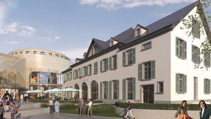 Zollhaus vor dem Shoppingcenter Dreiländergalerie in Weil am Rhein