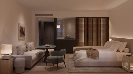 So könnte eine Suite in der „Villa Kennedy“ unter Führung der Althoff Collection aussehen. (Foto: © Althoff Hotels)
Rendering einer Suite in der „Villa Kennedy“ in Frankfurt.