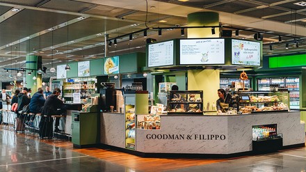 Das neue Goodman & Filippo bietet auf 200 Quadratmetern ein umfangreiches Food- und Beverage-Angebot am Flughafen Frankfurt. (Foto: © Casualfood) Goodman & Filippo am Frankfurter Flughafen