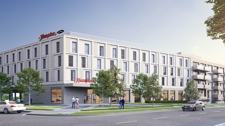 Am Französischen Garten in Celle entsteht das neue Hotel Hampton by Hilton. (Foto: © Highstreet Group/Johann Bunte) Hotel Hampton by Hilton