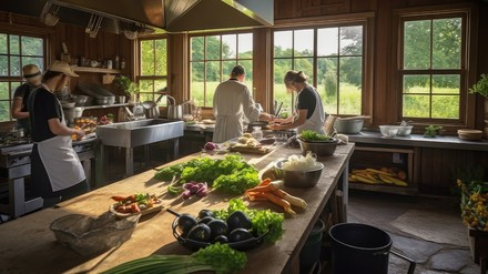 Nachhaltigkeit spielt in der Gastronomie eine immer größere Rolle. (Foto: © primopiano/stock.adobe.com) Küche mit frischem Gemüse