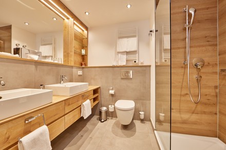Badezimmer im Hotel Zugspitze