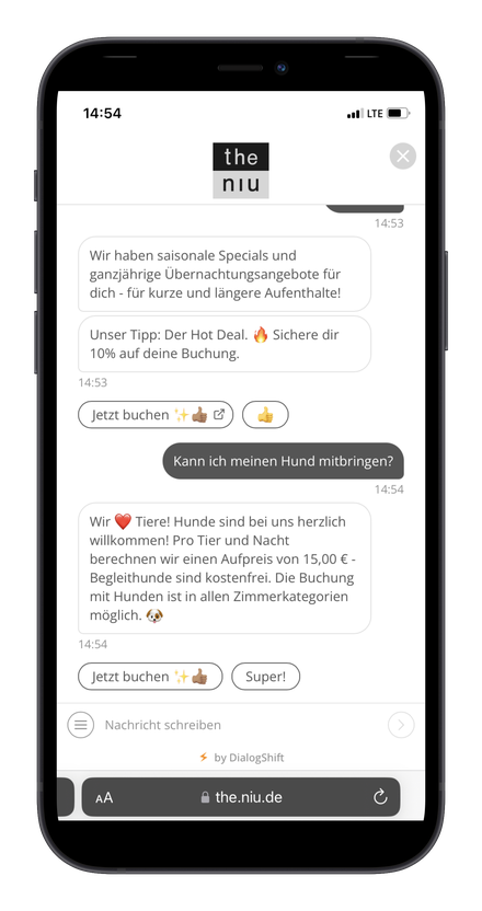 Ein Chatbot unterstützt die Gästekommunikation bei Novum Hospitality.