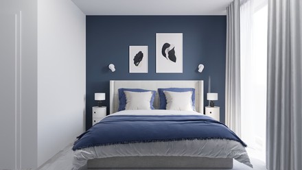 Ein Schlafzimmer in einer der neuen Wohneinheiten des Atlantic Grand Hotel Travemünde (Foto: © Westwing)