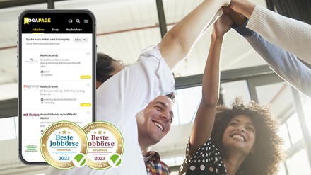 Die HOGAPAGE Jobbörse wurde auch in diesem Jahr wieder als „Beste Jobbörse für Hotel und Gastronomie“ von jobboersencheck.de ausgezeichnet. (Foto: © pixdeluxe/E+/Getty Images; yamonstro/iStock/Getty Images Plus/Getty Images) Die HOGAPAGE Jobbörse ist auch in diesem Jahr wieder die „Beste Jobbörse für Hotel und Gastronomie“ bei jobboersencheck.de.