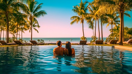 Paar im Hotelpool