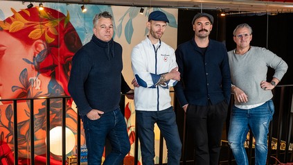 Hinter dem Projekt Stories V stehen (von links): Sven Günther (Bliss Group), Boris Rommel, Pascal Baumgärtner (Metropolink’s Commissary) und Swen Schmidt (Bliss Group). (Foto: © Bliss Group)