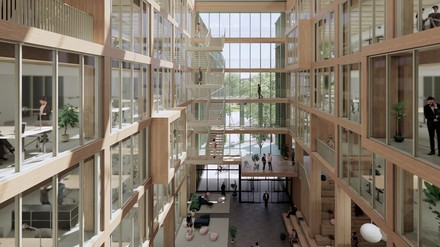 Sichtbezüge, viel Holz und open Space: Das i8 auf dem iCampus im Werksviertel fördert Kommunikation und Wohlbefinden. (Foto: R&S Immobilienmanagement)