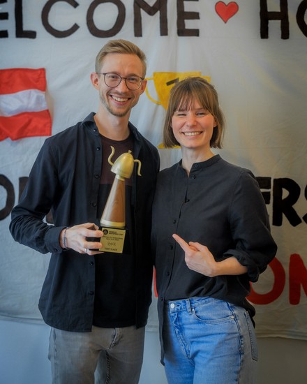 Martin Wölfl und Trainerin Janine de Laar