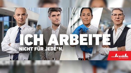 Kampagnenbild von Klüh mit Arbeitnehmern
