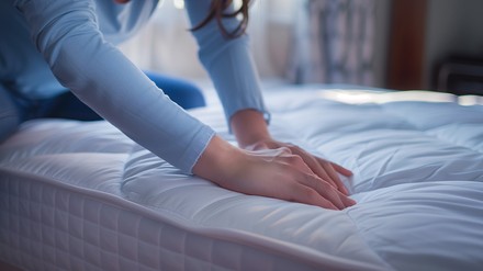 Frauenhände auf einer Matratze