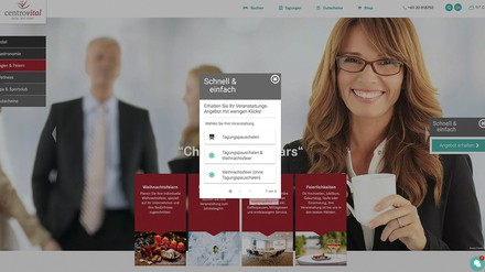 Screenshot von Website des Centrovital Hotels in Berlin