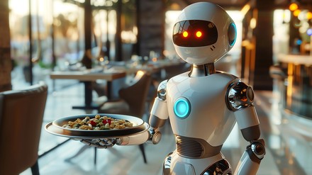 Roboter mit Tablet in einem Restaurant