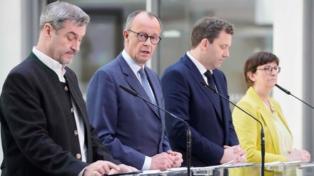 Markus Soeder, Friedrich Merz, Lars Klingbeil and Saskia Esken