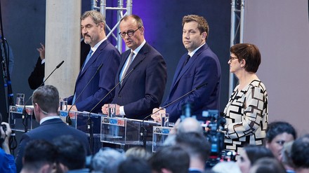 Markus Söder, Friedrich Merz, Lars Klingbeil und Saskia Esken