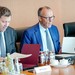 V. l. n. r.: Lars Klingbeil (SPD), Bundesminister der Finanzen, Vizekanzler und SPD-Bundesvorsitzender, Bundeskanzler Friedrich Merz (CDU) und Thorsten Frei (CDU)