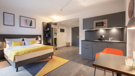 Apartmentansicht acora Berlin Living the City. (Foto: © NOVUM Hospitality)