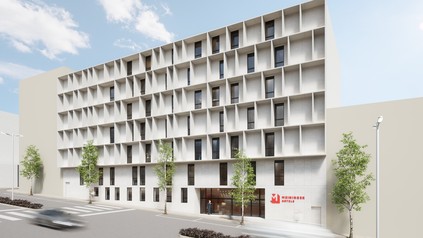 Rendering der Außenansicht des geplanten Meininger Hotels in Porto