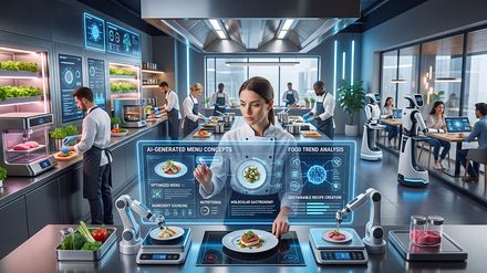 Chef im Restaurant mit KI Hilfe