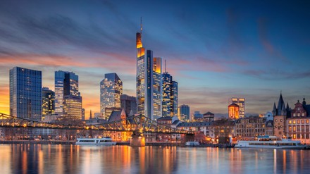 Frankfurt am Main, Germany. Cityscape image of Frankfurt am Main skyline during beautiful sunset.