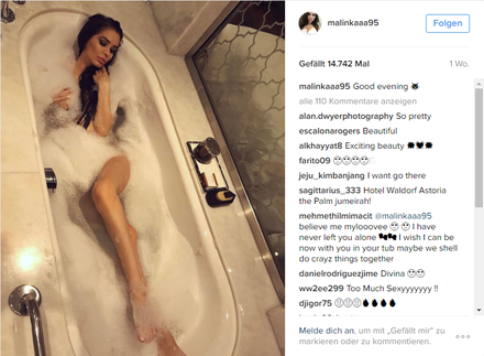 Junge Dame in Badewanne. Instagram malinkaaa95
