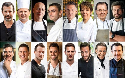 Fotocoulage von mehreren Küchenstars, die bei der Garden-Party im Grand Resort Bad Ragaz kochen