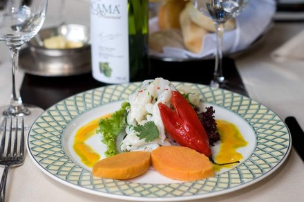 Ceviche auf einem Teller angerichtet