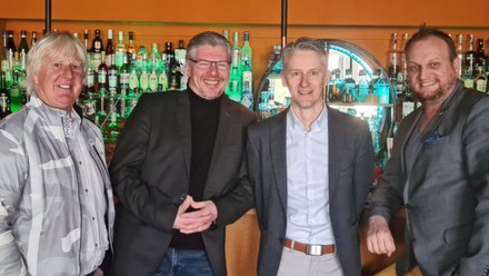 Sie engagieren sich künftig für den DehogaA Lübeck (v.l.): Schatzmeister Dietmar Baum, 1. Kreisvorsitzender Frank Denker, 2. Kreisvorsitzender Kai Szyska und Ausbildungswart Christian Schmidt. (Foto: © Dehoga Lübeck)