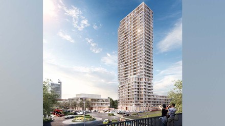 Im 32-stöckigen BäreTower eröffnet am 4. April 2022 das neue Harry’s Home Bern-Ostermundigen/Schweiz. (Foto: © harry’s home hotels & apartments)