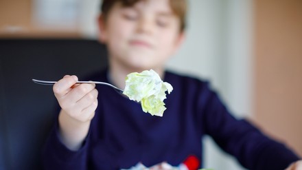 Ein Kind in einer Schulkantine