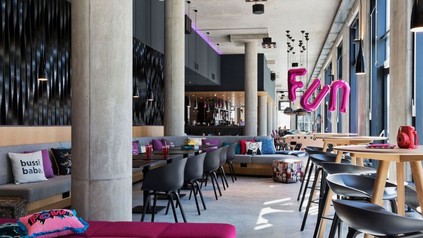 Das Moxy-Hotel beim Wiener Flughafen von innen