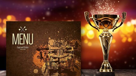 Ein Pokal und eine Speisekarte