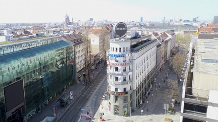 Blick über München auf das Gebäude mit dem ehemaligen Anna-Hotel