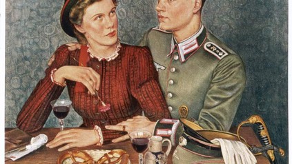 Paar am Esstisch Zeichnung