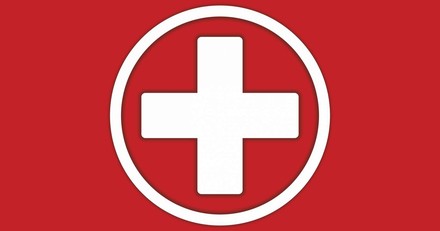 Weißes Kreuz auf rotem Grund